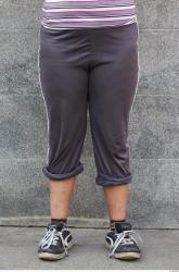 Leg Woman White Sports Sweatsuit Overweight